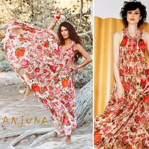 RARE*ANJUNA Luxe Clotilde Floral Tiered Tasseled Bohemian Maxi Dress $1,220